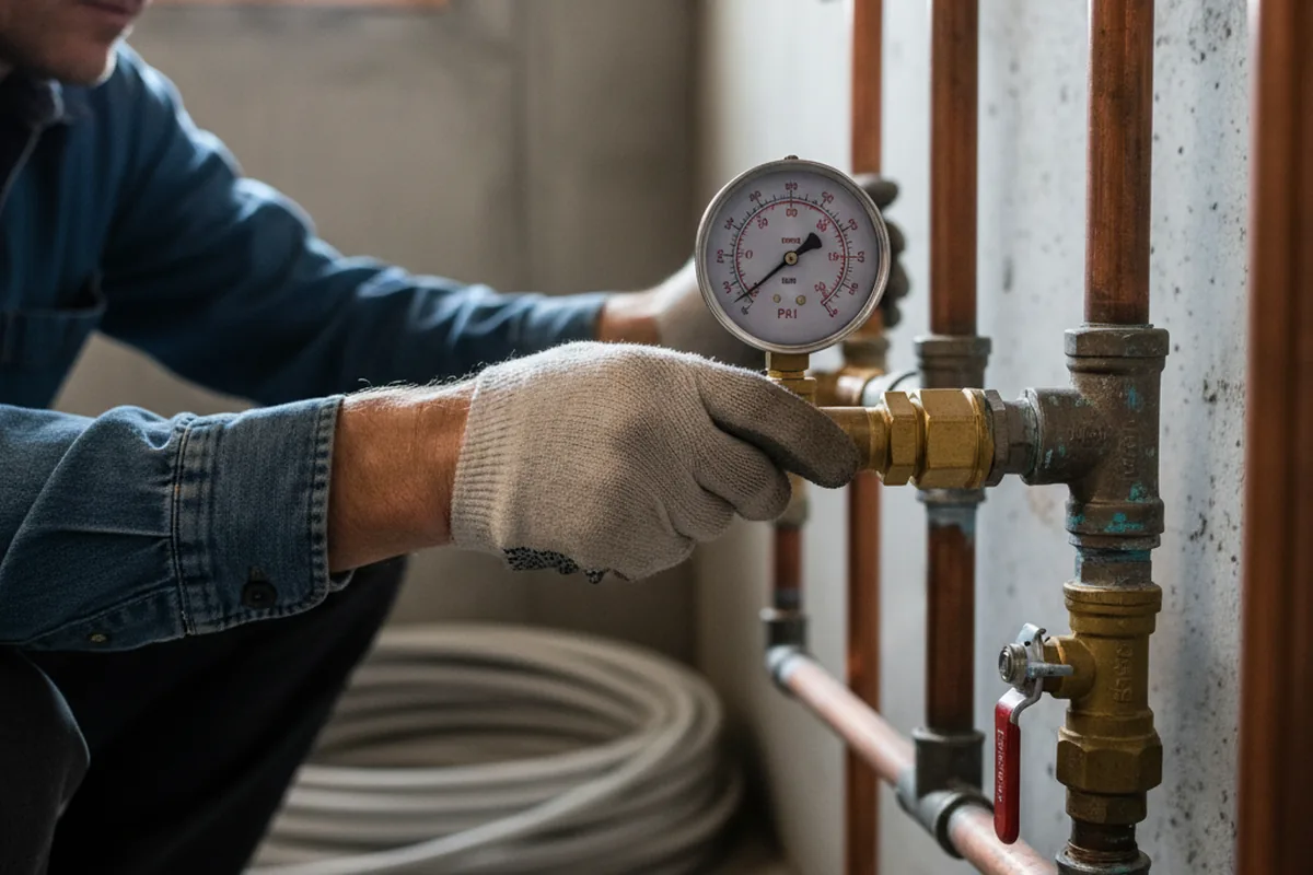 Pressure testing a repaired line during Water Line Repair in North Windham